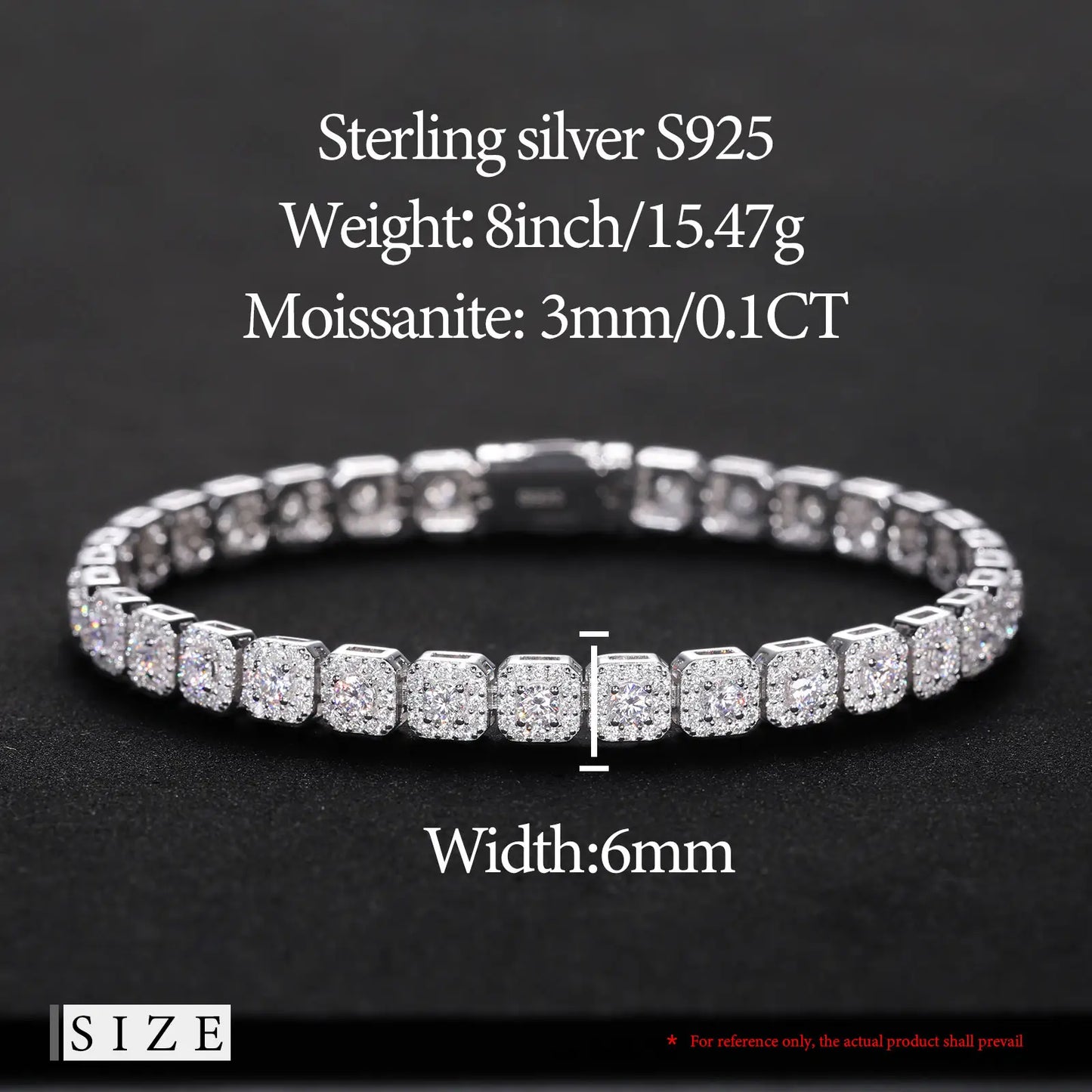 Sparkling Moissanite Halo Tennis Bracelet  6mm