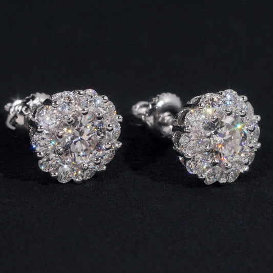 VVS Diamond Cluster Moissanite Stud Earrings