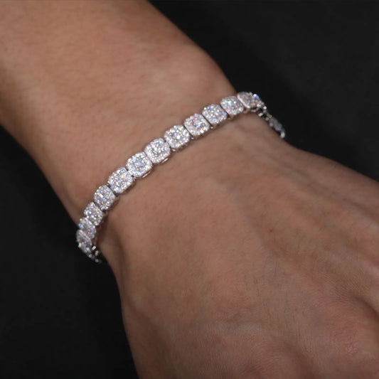 Sparkling Moissanite Halo Tennis Bracelet  6mm